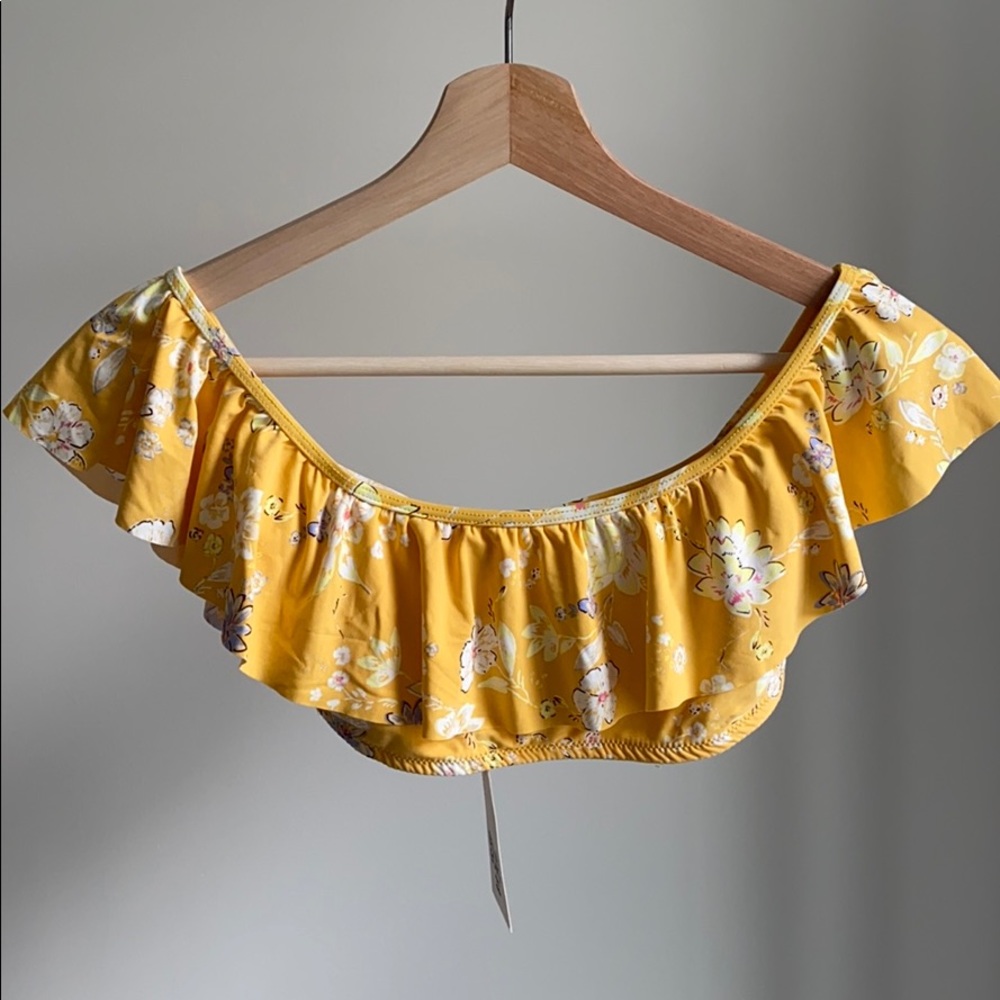 Yellow Floral Billabong Bathing Suit Top